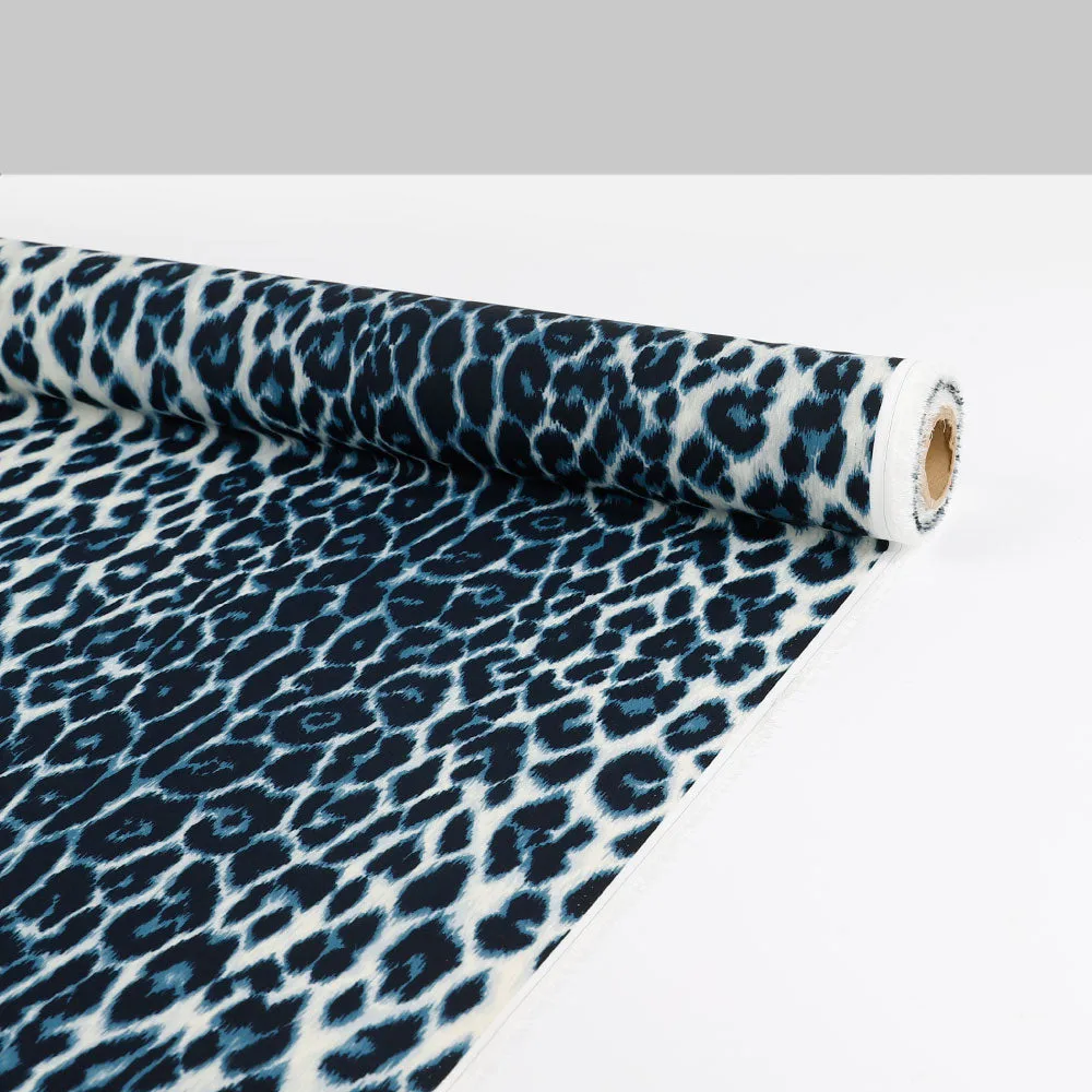 Leopard Poly Crepe - Blue