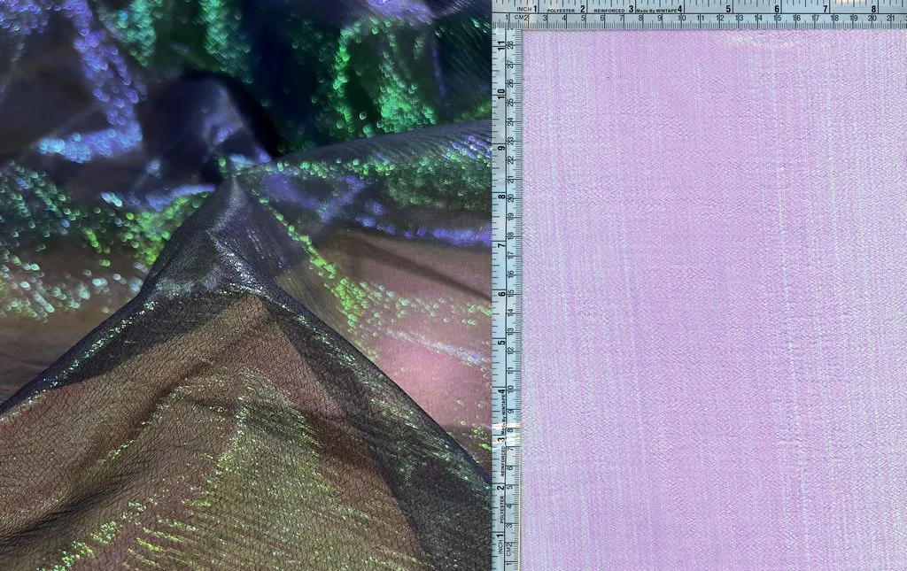 LIQUID ORGANZA FABRIC WITH IRIDESCENT HOLOGRAPHIC EFFECT [FWD-TULLE443]