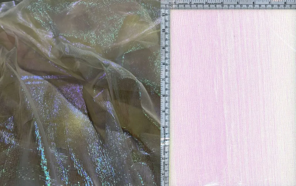 LIQUID ORGANZA FABRIC WITH IRIDESCENT HOLOGRAPHIC EFFECT [FWD-TULLE443]