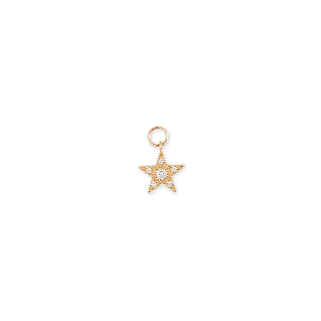 MILGRAIN PAVE DIAMOND TINY STAR CHARM