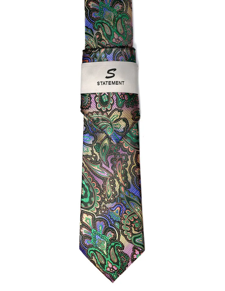 MULTI COLOR PAISLEY 2 PC TIE & HANKIE SET