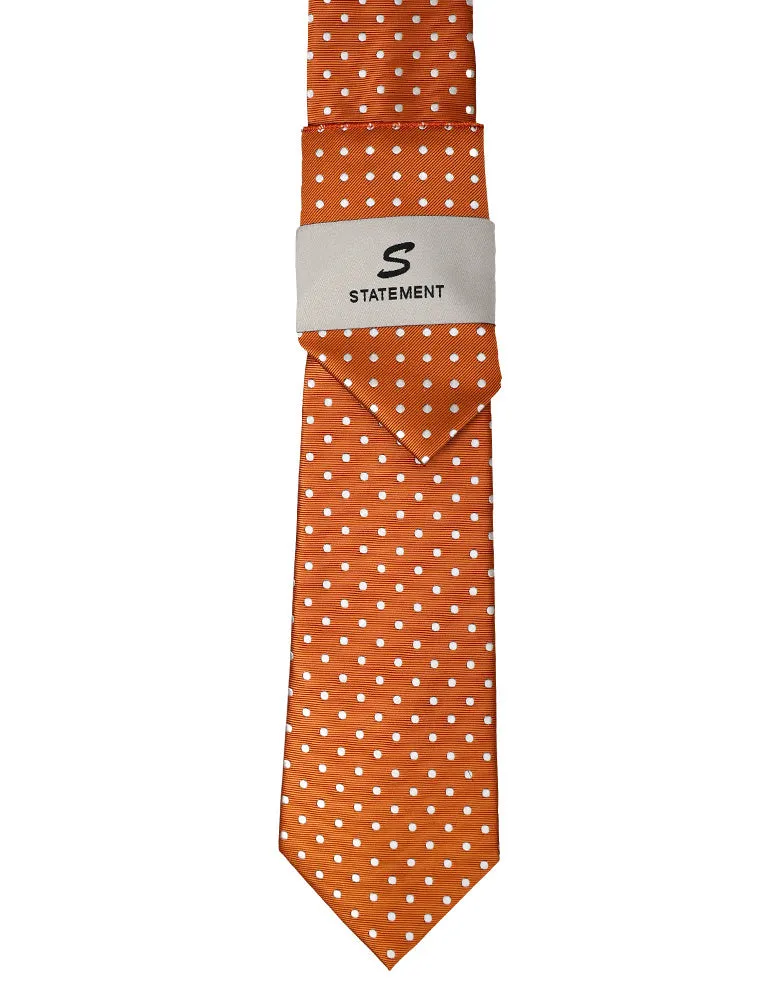 ORANGE DOT 2 PC TIE & HANKIE SET