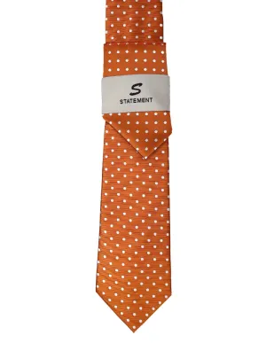 ORANGE DOT 2 PC TIE & HANKIE SET