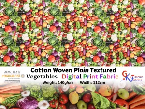 Quilted Cotton Woven Plain Textured Vegetables Digital Print Fabric - D#27