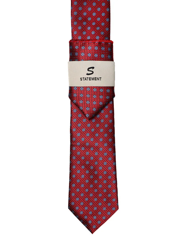 RED GEO DOT 2 PC TIE & HANKIE SET