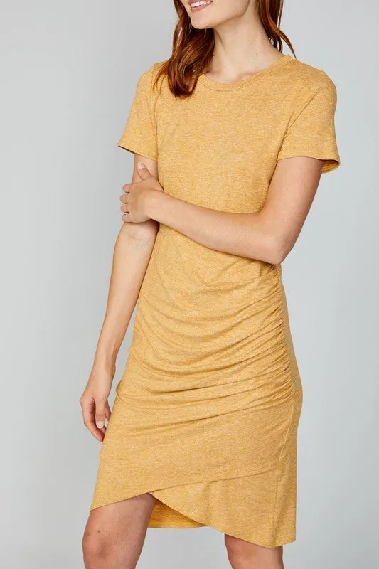 Riley Ruched Dress in RUST