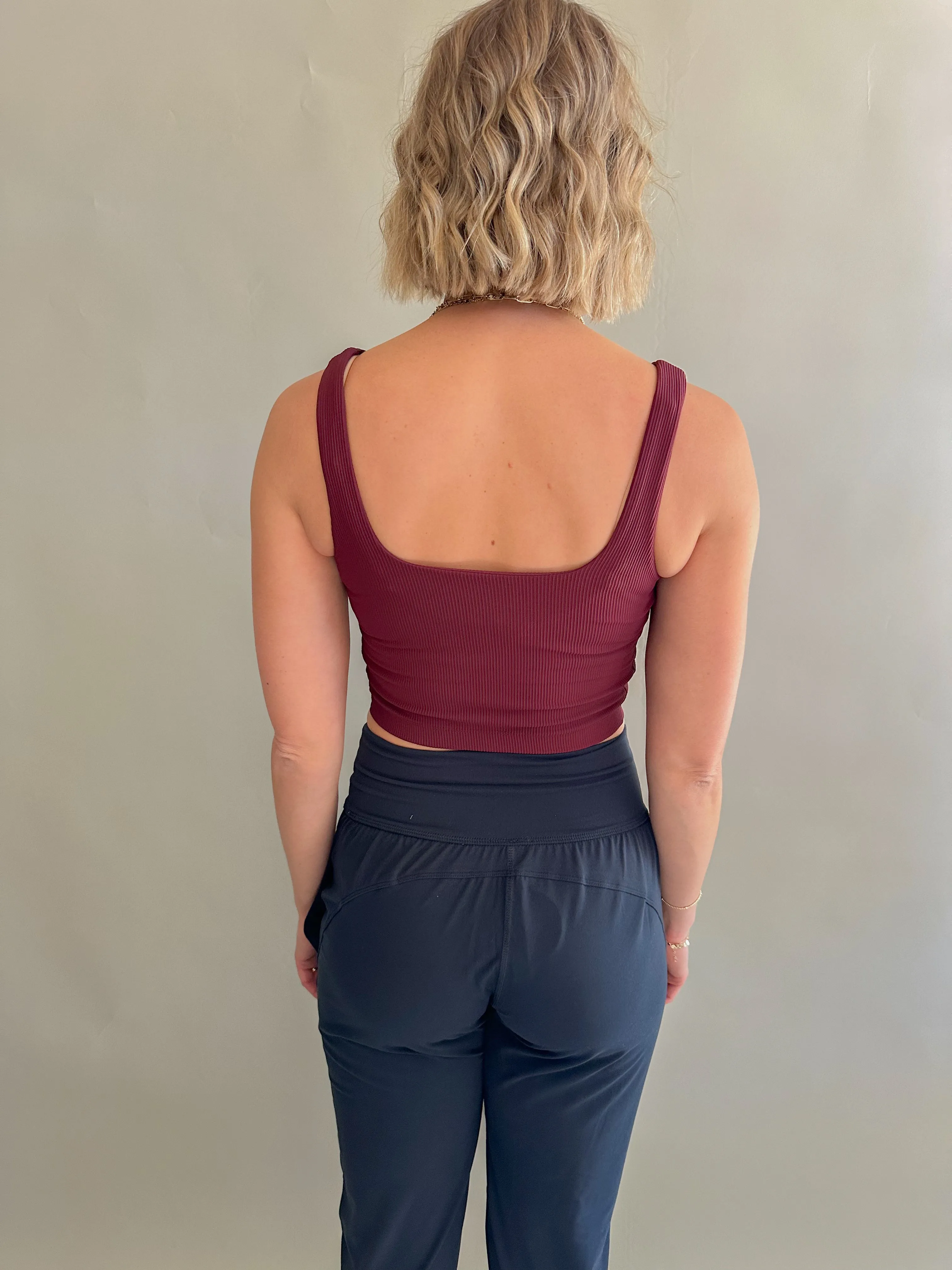 The Miette Square Neck Cropped Tank (Wine)