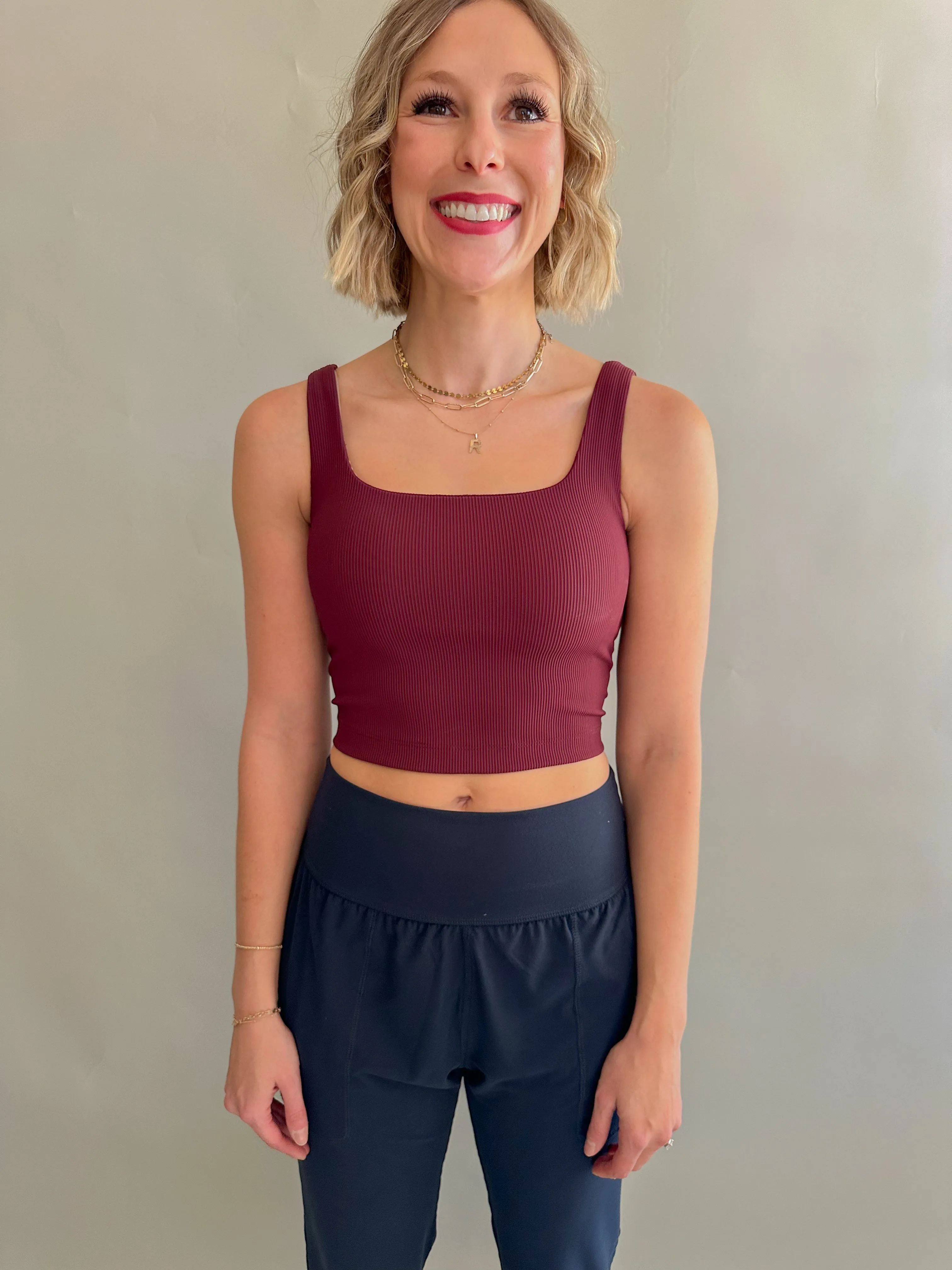 The Miette Square Neck Cropped Tank (Wine)