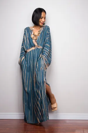 Tie dye kimono dress with pockets