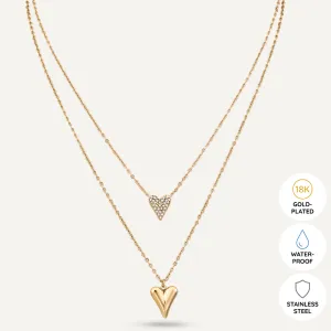 Vibes | Double Heartbeat Layered Necklace | 18K Gold-Plated