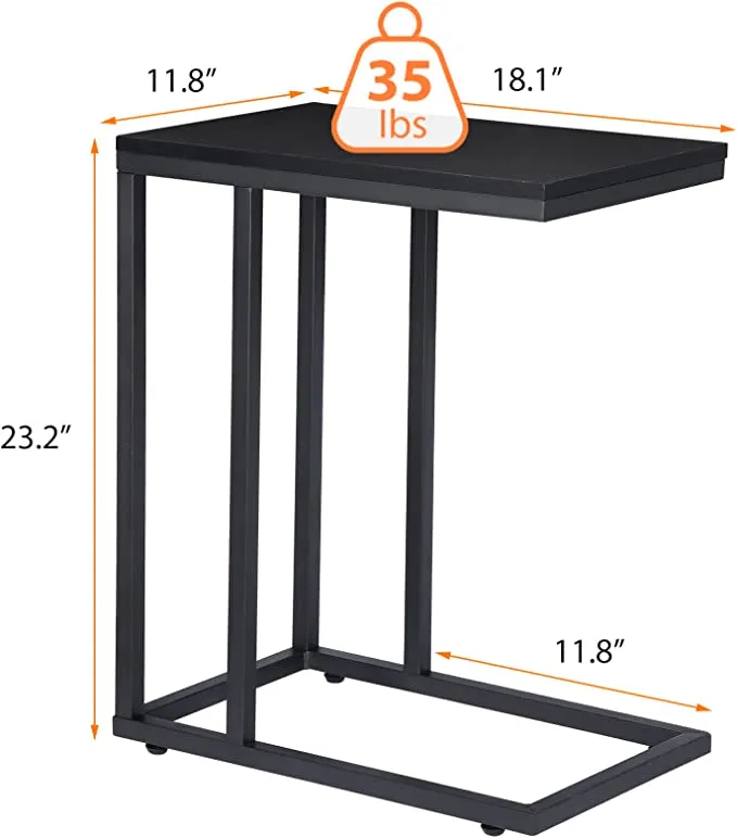 ZENY™ C-Shaped Side Table Couch Side Table Small End Table Bedside Table TV Trays on Couch with Metal Frame